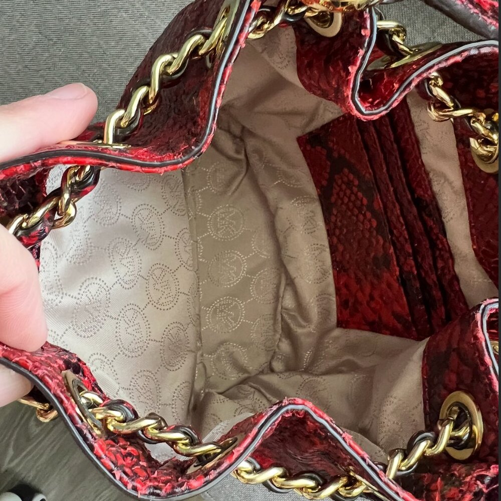 Michael Kors Frankie Embossed Python Leather Smal… - image 4